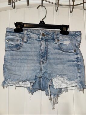 American Eagle Size 0 Distressed Light Blue Denim Shorts